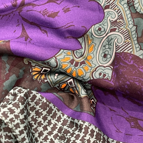 VINTAGE 80s Christian DIOR Scarf 100% Silk Echarpes Paisley Floral Scarf Korea - Picture 8 of 11